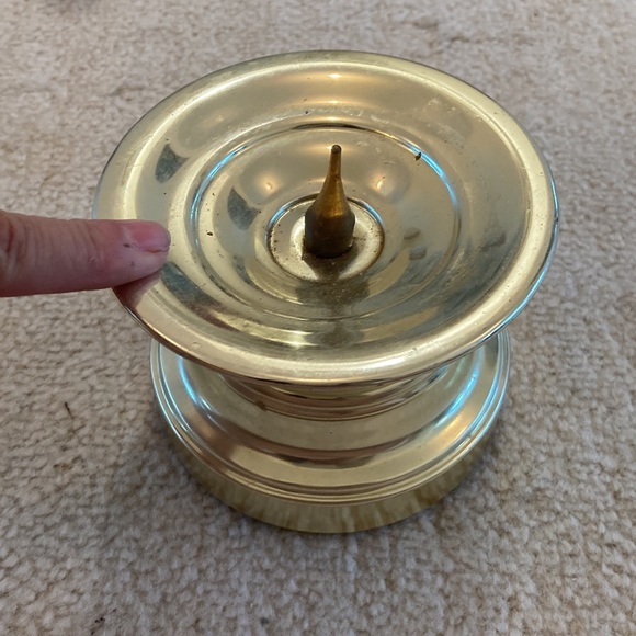 Mid century candle pillar weighted base with spike. - Picture 2 of 5